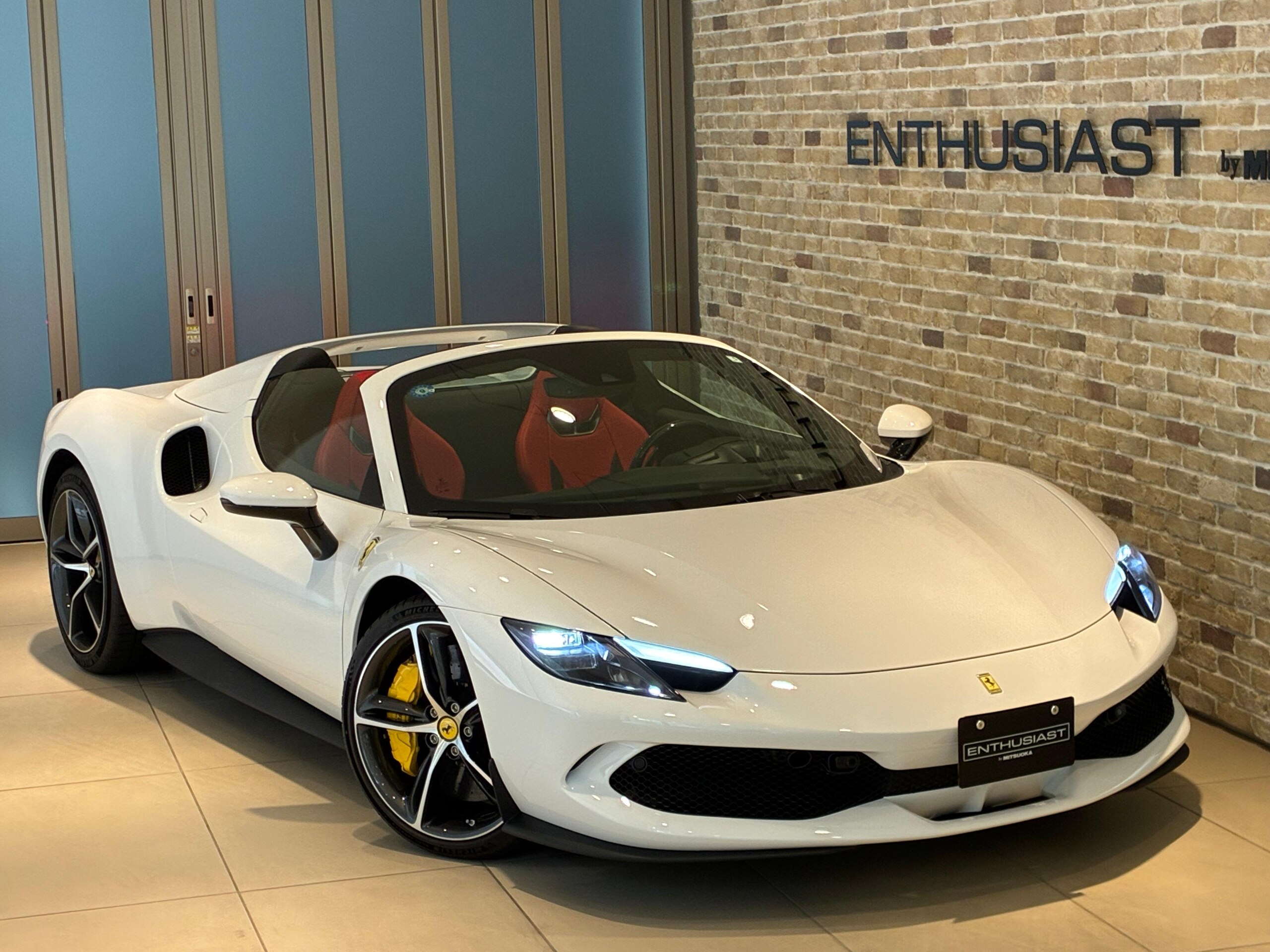 2025 Ferrari 296GTS Bianco Cervino exterior with Rosso interior for sale in Japan